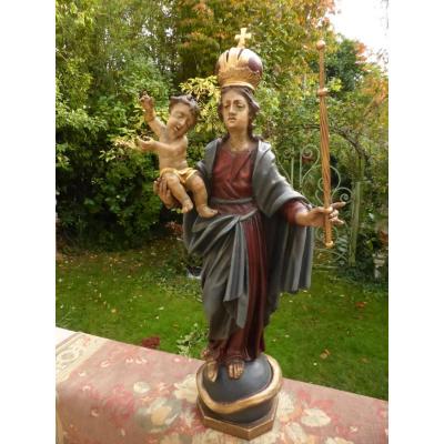 Vierge A L Enfant Bois Polychrome Italie 18 Eme Siecle