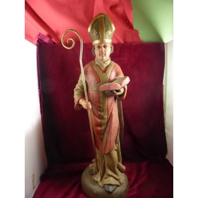 Eveque Statue Wood 18 Eme Siecle