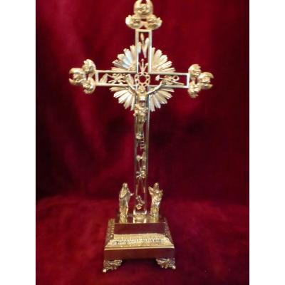 Calvary Crucifix Brass Dore Empire