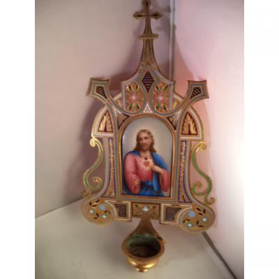 Benitier Porcelain And Cloisonne Dore