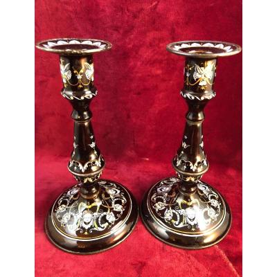 Neo Renaissance Enamel Candlesticks