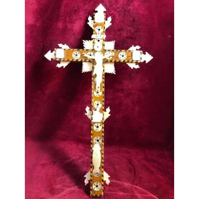 Crucifix In Mother Of Pearl From Jerusalem
