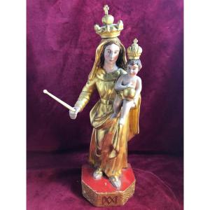 Virgin Al Child Dore Wood And Polychrome