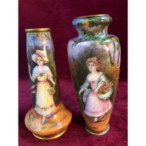 Painted Enamel Vases