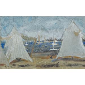 René Genis (1922-2004) - Cabins On The Beach