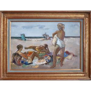Marcel Cramoysan (1915-2007) - Bathers On The Beach
