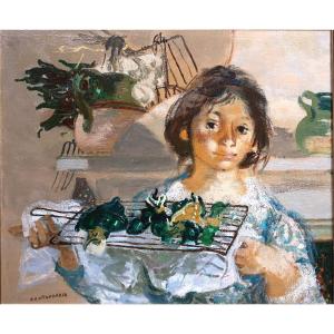 Lucien Fontanarosa (1912-1975) - Young Girl With Peppers 