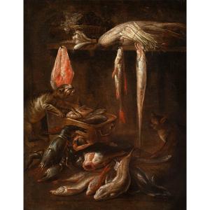 Northern School (17th Century) – Still Life With Fish And Cats 