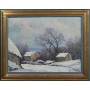 Narcisse Henocque (1879-1952) - Snowy Village 