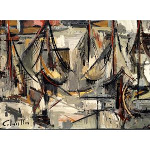 Jean-marie Calmettes (1918-2007) - Sailing Boats In Port