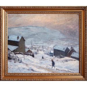 Léonard Bordes (1898-1969) - Snow-covered Village Street
