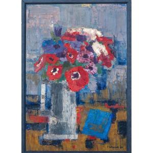 Attributed To Jean-jacques Morvan ( 1928-2005) - Bouquet Of Anemones