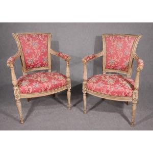 Pair Of Directoire Style Armchairs, Late Nineteenth Time