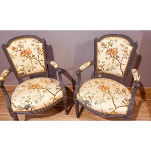 Pair Of Armchairs Stamped Avisse (1723-1796)