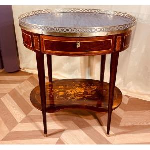Marquetry Pedestal Table, 19th Century