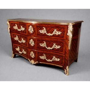 Regence Commode, Crowned R Bronzes Around 1740, 18th Century