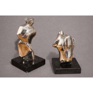 2 Aluminum Statues, By Roberio Bahia, Dated 2003 