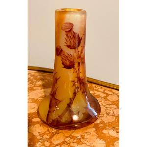 Daum Nancy Vase With Thistles, Circa 1885