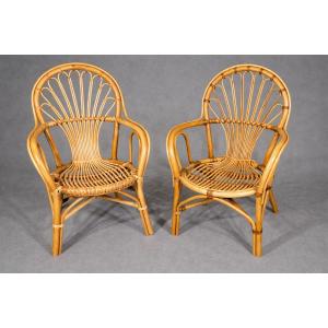 Pair Of Rattan Armchairs (year 60-70) 