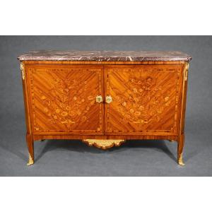 Louis XVI Chest Of Doors, In Marquetry, Early 19th Century 
