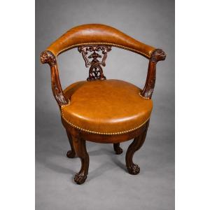 Mahogany Office Armchair, 19th Century