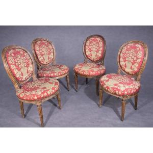 4 Chairs Stamped J. Nadal. Laine, Louis 16