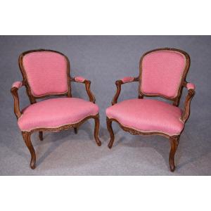 Pair Of Louis XV Armchairs, 18th Century 