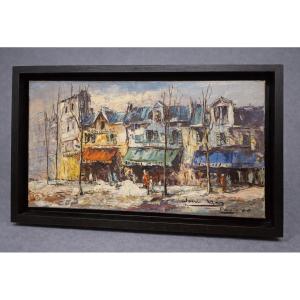 Painting View Of Paris 1960 