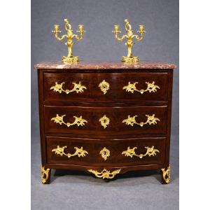 Louis XV Chest Of Drawers, Stamped Ff, 18th Century