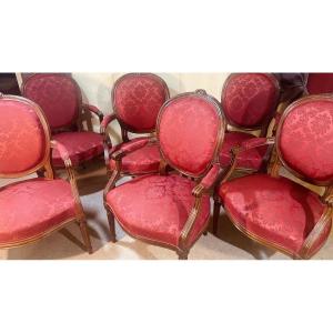Set Of 6 Louis XVI Armchairs, 18th Century 