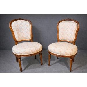 Pair Of Chairs Stamped I. Cheneaux, 18th Century Period 