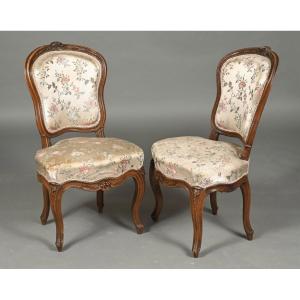 Pair Of Chairs Stamped Nogaret In Lyon. , 18th Century 