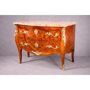 Louis XV Commode With Birds, 19th Century 