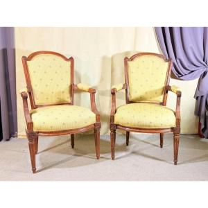 Pair Of Armchairs Stamped Delaporte, 18th Century