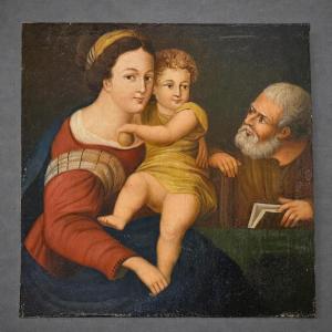 Virgin And Child, Oil On Canvas, 19th Century