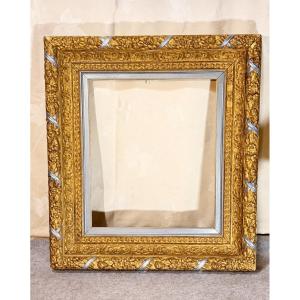 Louis XVI Style Frame In Gilt And Silvered Wood, 19th Century 