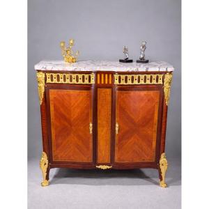 Mahogany Cabinet With Gilt Bronze Interlacing, 19th Century 