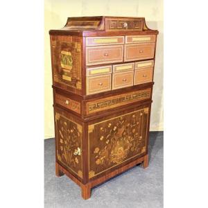 Important Marquetry Cabinet In Precious Woods. French Work, Louis XVI Period,