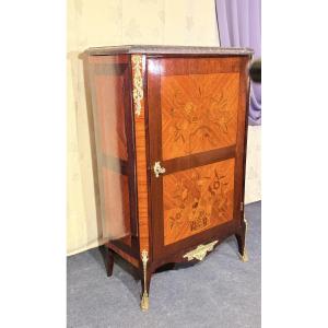 Floral Marquetry Support Cabinet, 19th Century