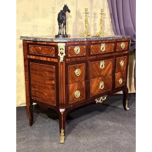 Transitional Marquetry Chest Of Drawers. 18th Century