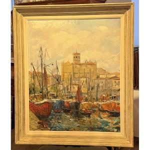 Mediterranean Oil On Canvas, 20th Century