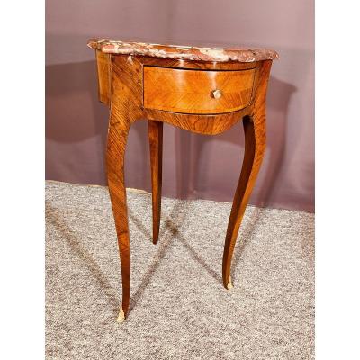 Small Marquetry Pedestal Table, XIXth Century