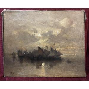 "boats Setting Out For Fishing" By Auguste Boulard