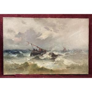 "fishing Boat In Rough Weather", Firmin Barrière 
