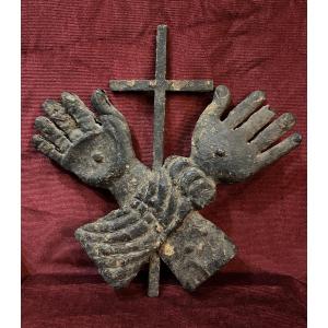 Wrought Iron Emblem Of The Franciscan Order, Folk Art, 16th Century 