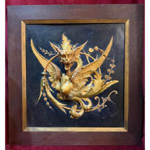 Chimera In Terracotta, High Relief, Art Nouveau 1899