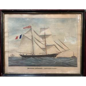 Portrait Of A Sailboat, Watercolor, By Avrillaud