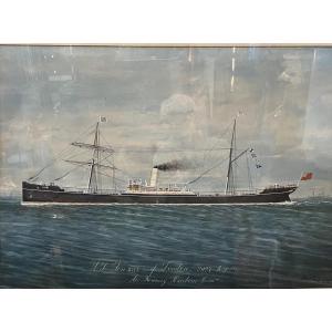 Portrait Of Enskar Of London, Gouache  By Anthony Luzzo-genoa 1890