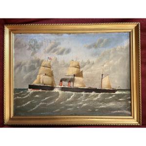 Portrait Of A Boat Attributed To édouard Adam, Oil On Canvas