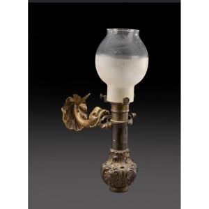 Bronze Ship Wall Sconce For Officer's Cabin 